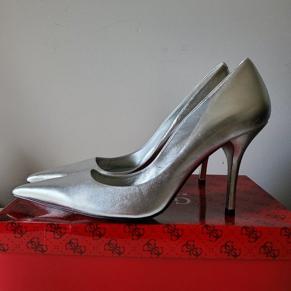 Guess by Marciano Shoes - NEW! GUESS silver leather heels Sz 9.5
